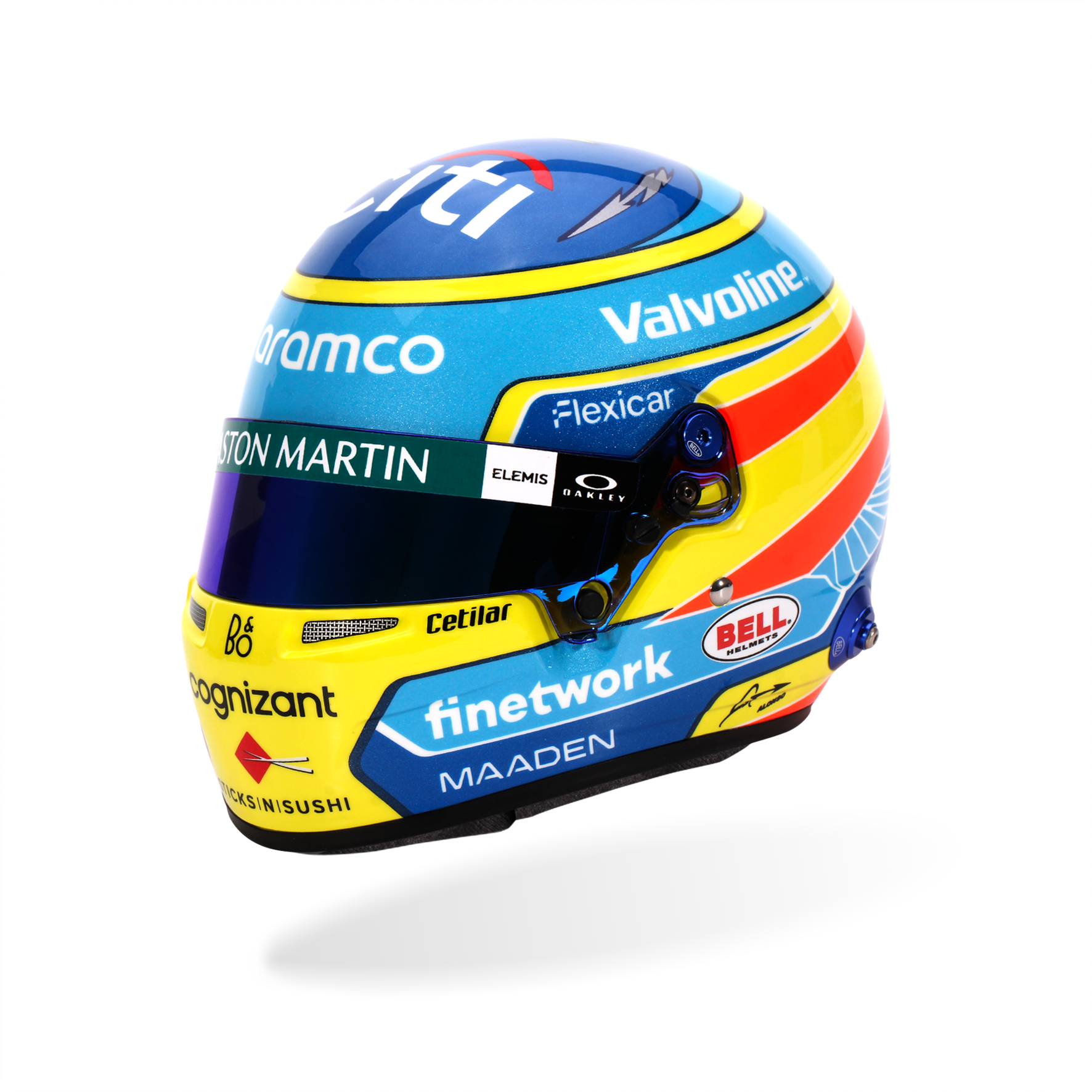 1:2 Scale Fernando Alonso Mini Helmet – Bell F1 Aston Martin – Officially Licensed – 2024 – 4100308